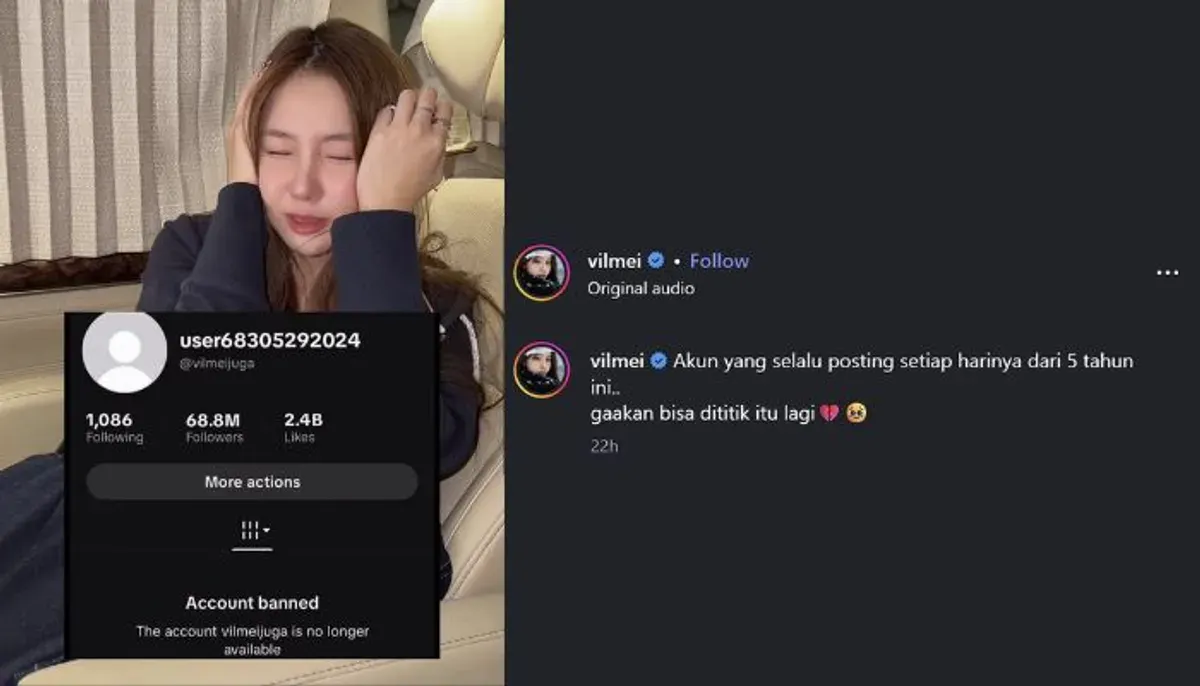 Akun TikTok Vilmei sempat dinyatakan diblokir permanen oleh TikTok. (Sumber: Instagram/@vilmei)