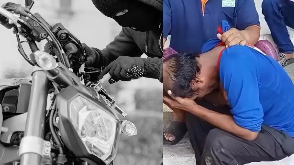 Warga berhasil menangkap pelaku pencuri motor milik jemaah masjid di Cilodong Kota Depok. (Sumber: @depokhariini)