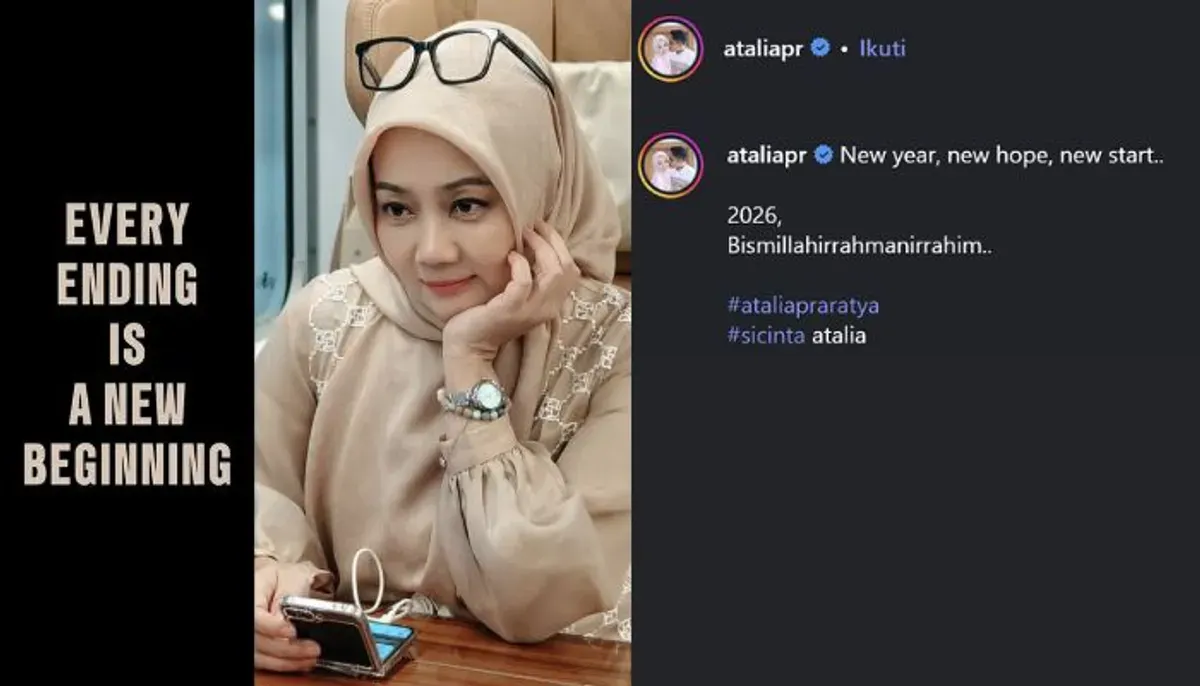 Unggahan Atalia Praratya di awal 2026, doanya untuk tahun baru. (Sumber: Instagram/@ataliapr)