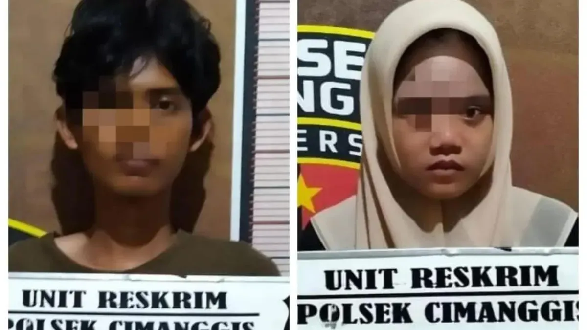 Pasangan muda sejoli berkomplot mencuri tutup drainase jalanan berhasil ditangkap Polsek Cimanggis. (Sumber: Dok. Humas Polres Metro Depok)