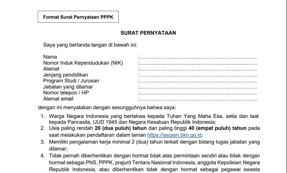 Ilustrasi pelamar PPPK menyiapkan dokumen Surat Pernyataan 16 Poin sebagai syarat administrasi seleksi Kemenkumham 2026. (Sumber: Dok/Kemenham.go.id)