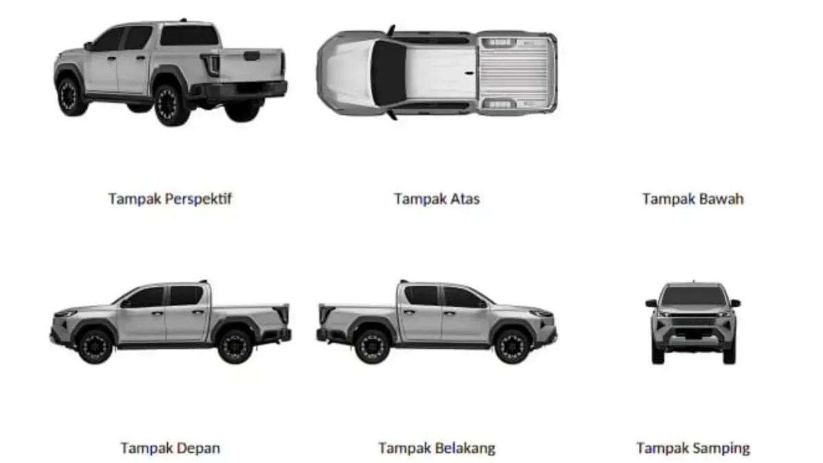 Desain Toyota Hilux generasi terbaru terdaftar di DJKI Indonesia awal 2026. (Sumber: DJKI)