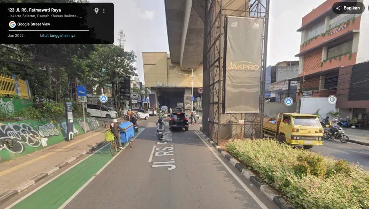 Jalan Haji Nawi diberlakukan sistem satu arah imbas proyek pengerjaan tata air DSDA DKI Jakarta (Sumber: Google Maps)