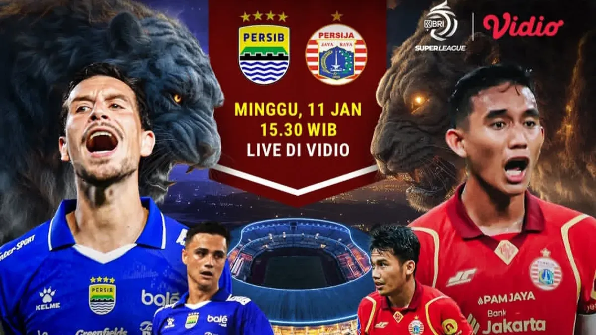 Link live streaming Persib vs Persija Jakarta sore ini di Super League 2026. (Sumber: Instagram/@vidiosports)