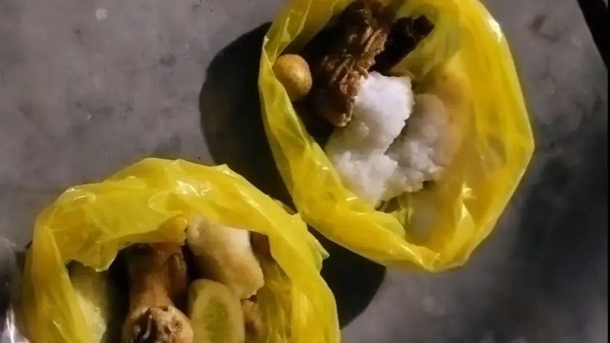 Vira di media sosial, beredar video paket MBG dibungkus plastik kresek. (Sumber: Dok. Video Beredar)