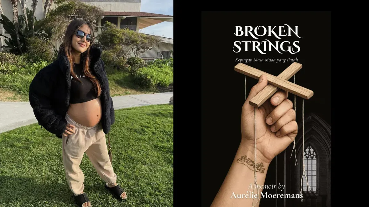 Aurelie Moeremans saat peluncuran buku Broken Strings, Kepingan Masa Muda yang Patah, karya autobiografis yang mengangkat isu grooming dan trauma remaja. (Sumber: Instagram/@aurelie)