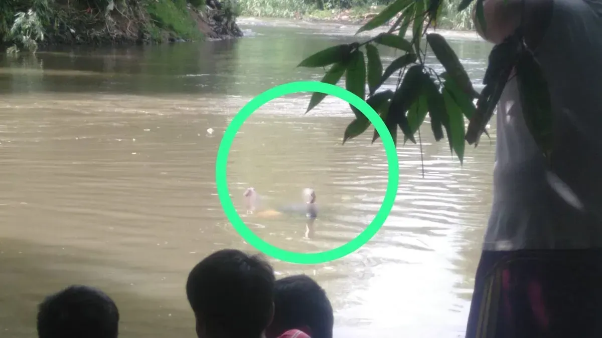 Geger penemuan mayat pria tanpa identitas di Kali Ciliwung, Jagakarsa, Jakarta Selatan. (Sumber: tangkapan layar)