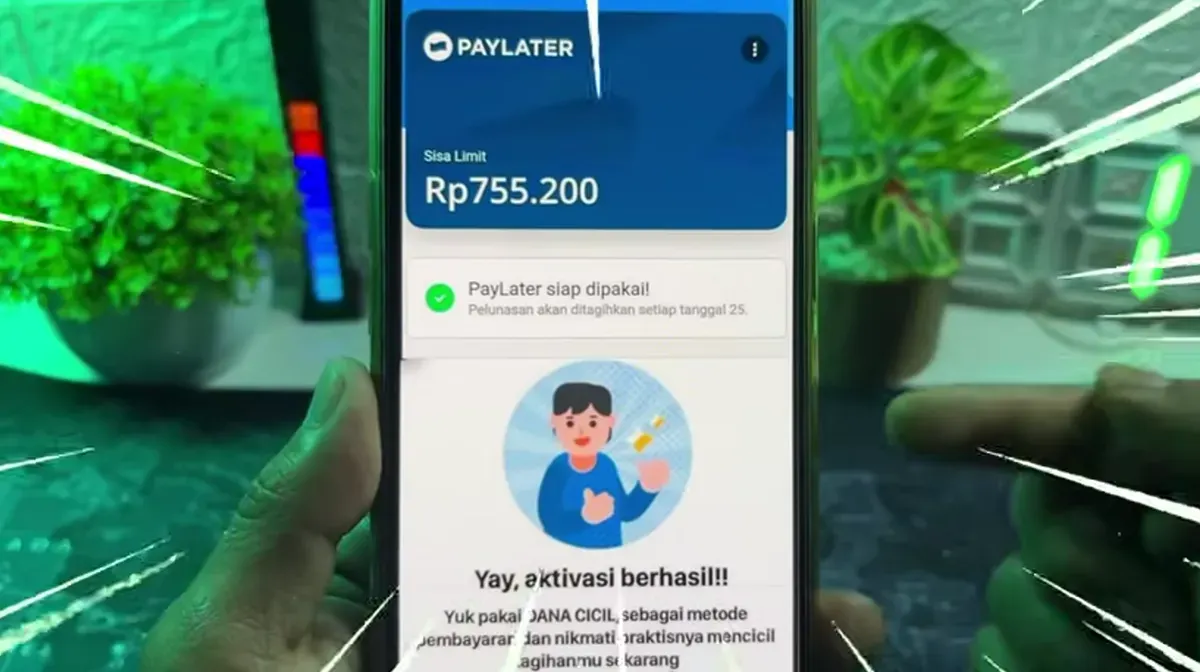 Ilustrasi aplikasi DANA PayLater di smartphone yang menampilkan fitur aktivasi dan limit pinjaman digital. (Sumber: Youtube/@Sandi Tutorial)
