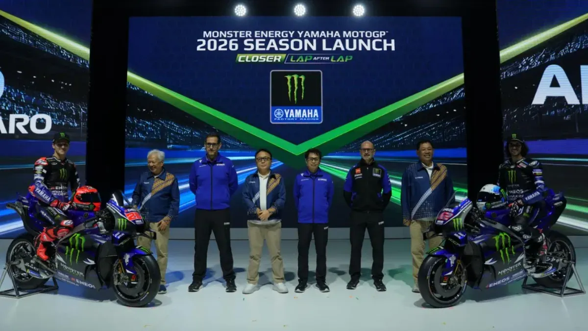 Monster Energy Yamaha MotoGP resmi meluncurkan tim dan YZR-M1 V4 di Jakarta. (Sumber: Yamaha)