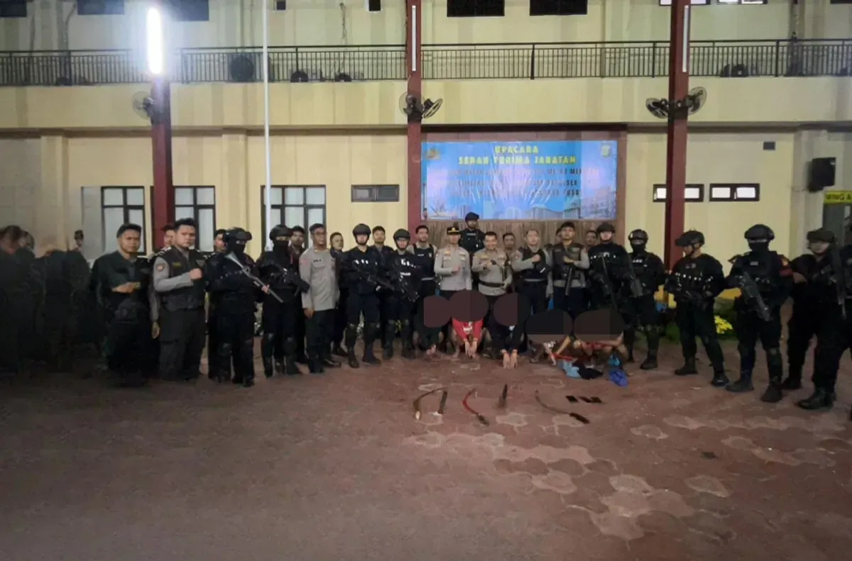 Tim Patroli Perintis Presisi Polres Metro Jakarta Pusat telah menggagalkan rencana tawuran di kawasan Jalan Bendungan Jago, Kemayoran, Jakarta Pusat, Sabtu, 24 Januari 2026 dini hari. (Sumber: Istimewa)