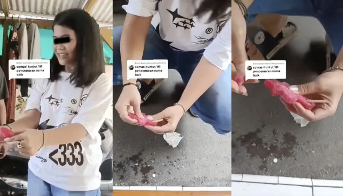 Wanita yang diduga menjadi pemicu hoaks es gabus spons yang merugikan pedagang di Kemayoran. (Sumber: X/@neVerAl0nely___)
