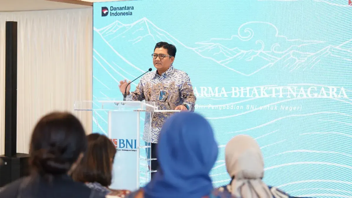 Direktur Human Capital & Compliance BNI, Munadi Herlambang memaparkan pilar penting perusahaan perbankan. (Sumber: Dok. Istimewa)