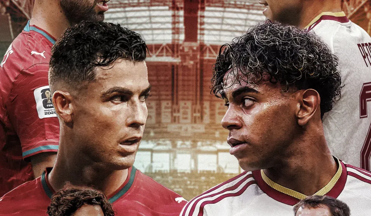 Pemain Portugal dan Spanyol bersiap menghadapi duel babak 16 besar Piala Dunia 2026 di AT&T Stadium, Dallas. Pertandingan dapat disaksikan melalui TVRI Nasional, TVRI Sport, serta layanan streaming resmi. (Sumber: X/@433)