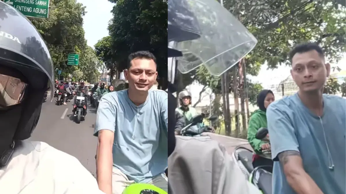 Polisi tangkap pengendara motor ninja yang pukul pemotor di Jagakarsa. (Sumber: Instagram/@ahmadabdulazis21)