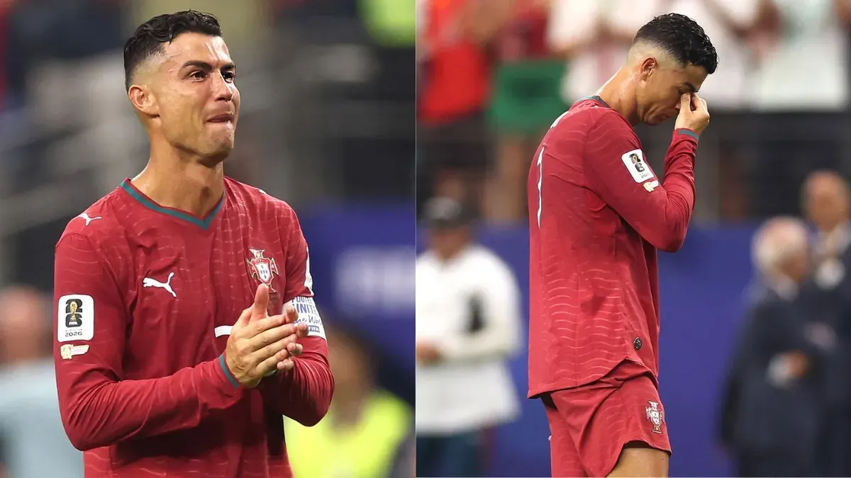 Potret Cristiano Ronaldo terlihat berlinang air mata. (Sumber: Instagram/@433)