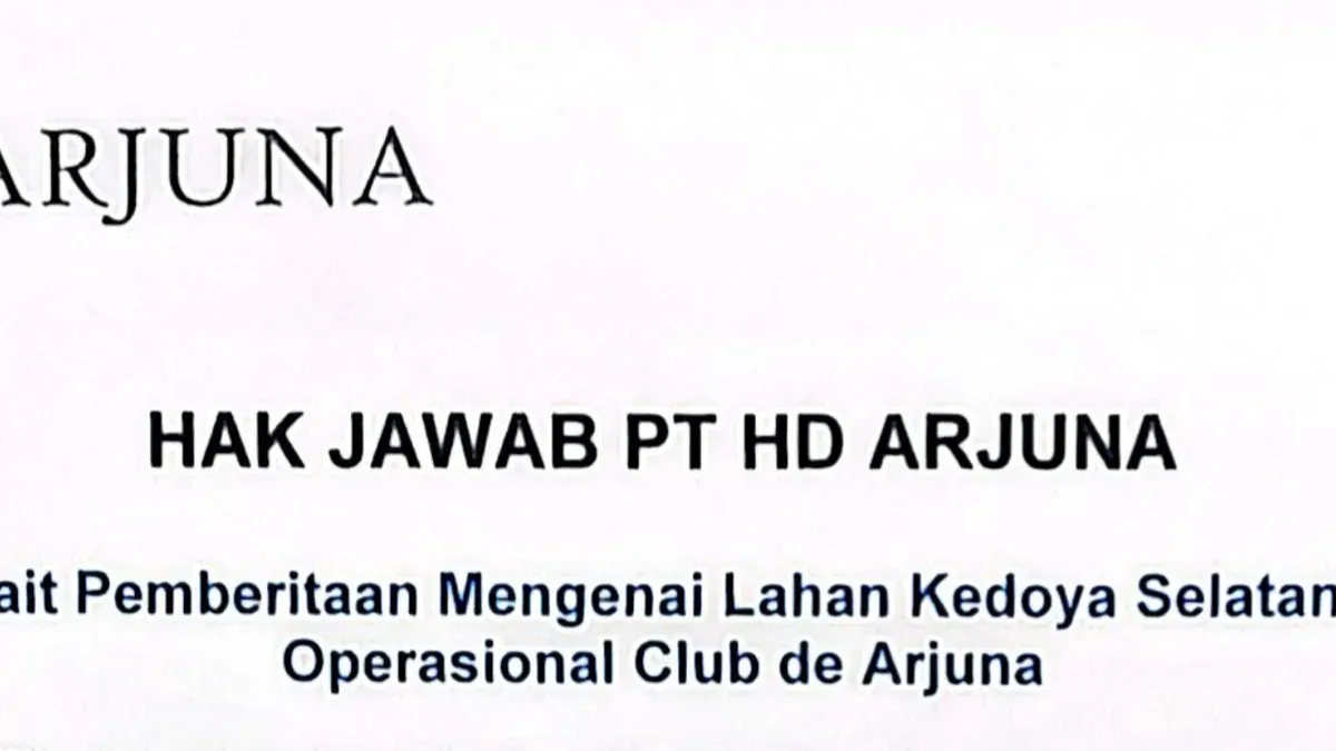 Hak jawab PT HD Arjuna. (Sumber: Istimewa)