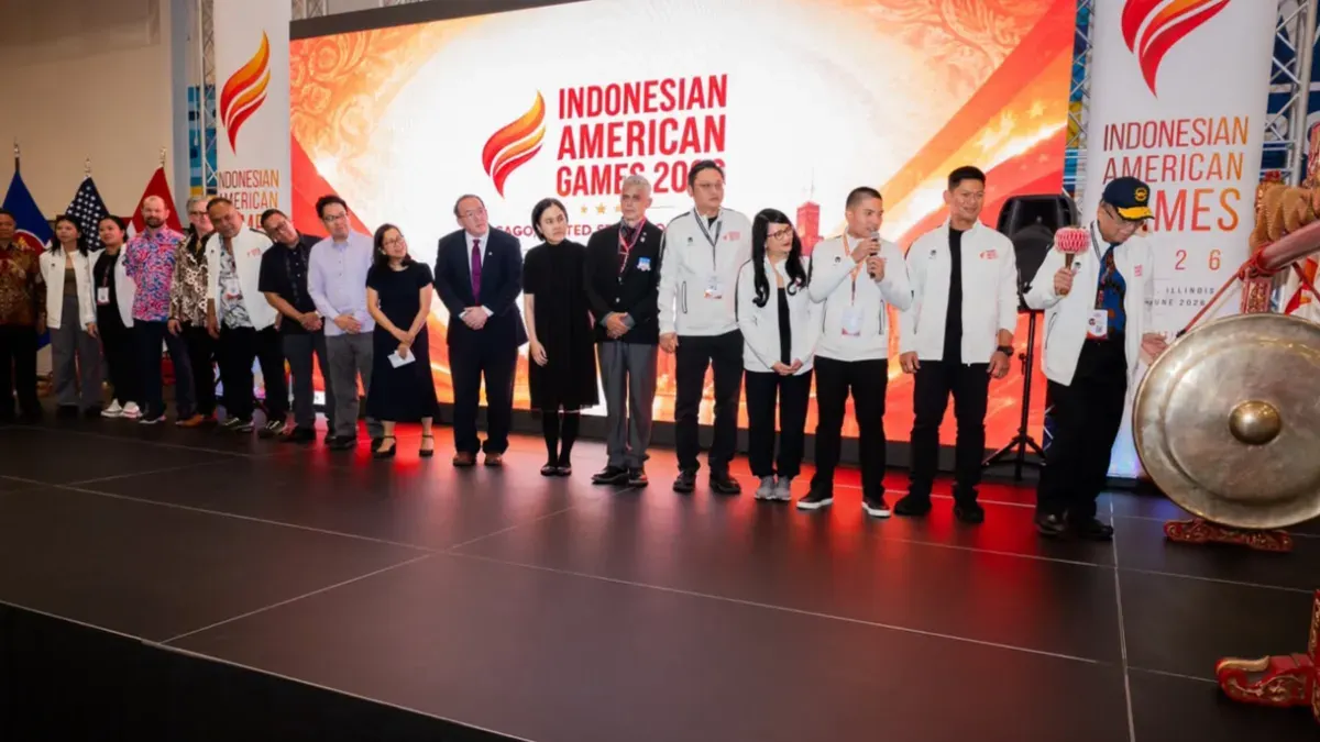Potret pembukaan Indonesian American Games 2026 di Wintrust Sports Complex, Chicago, Illinois. (Sumber: Istimewa)