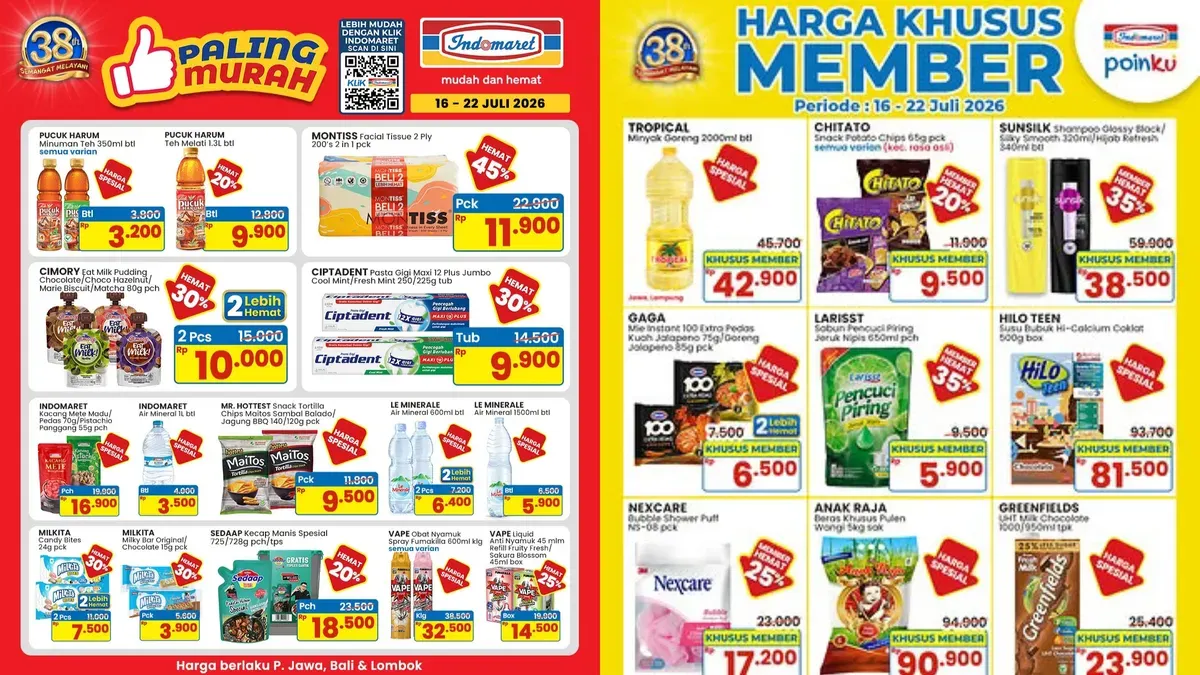 Daftar promo Indomaret hari ini, Jumat, 17 Juli 2026. (Sumber: Instagram/@indomaret)