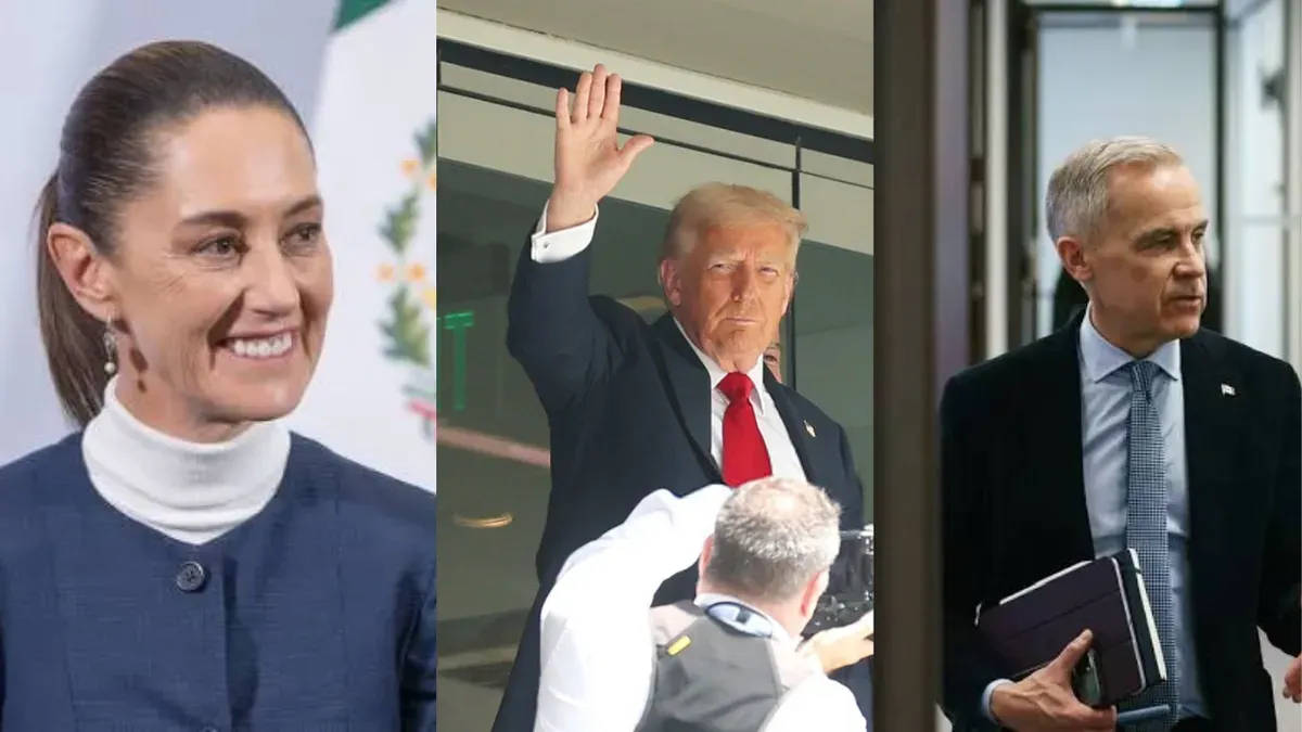 Presiden Amerika Serikat Donald Trump, Perdana Menteri Kanada Mark Carney, dan Presiden Meksiko Claudia Sheinbaum dijadwalkan hadir dalam final Piala Dunia 2026 antara Spanyol dan Argentina. (Sumber: Istimewa)