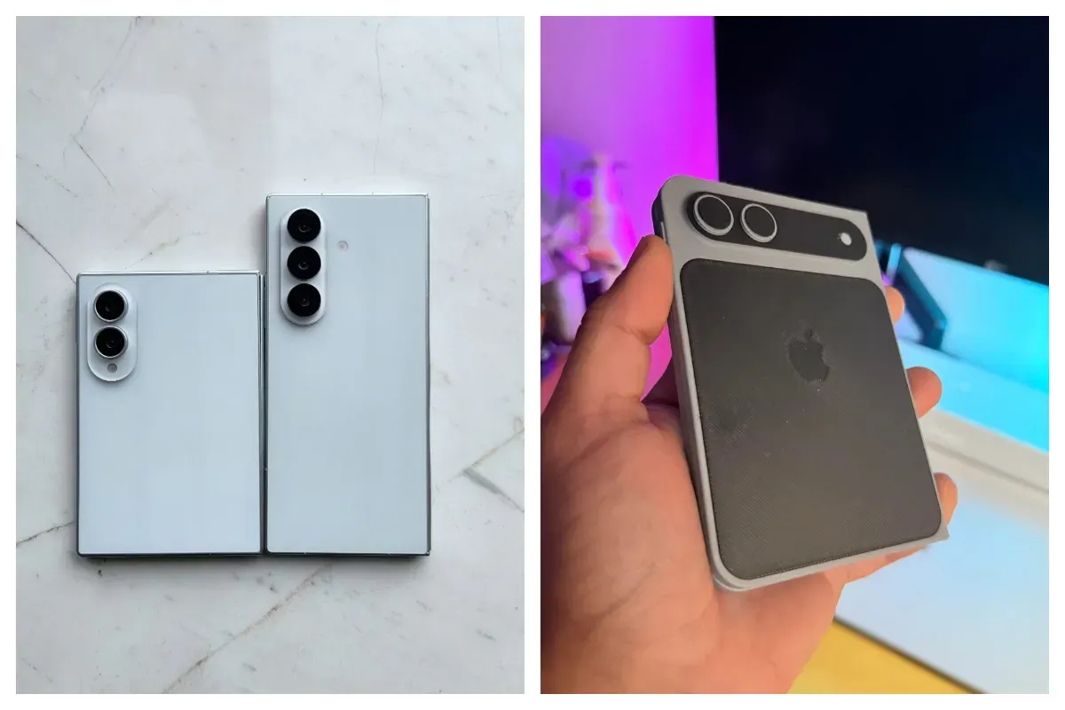 Simak perbedaan Samsung Galaxy Z Fold 8 dan iPhone Fold. (Sumber: X/@LeakerApple)