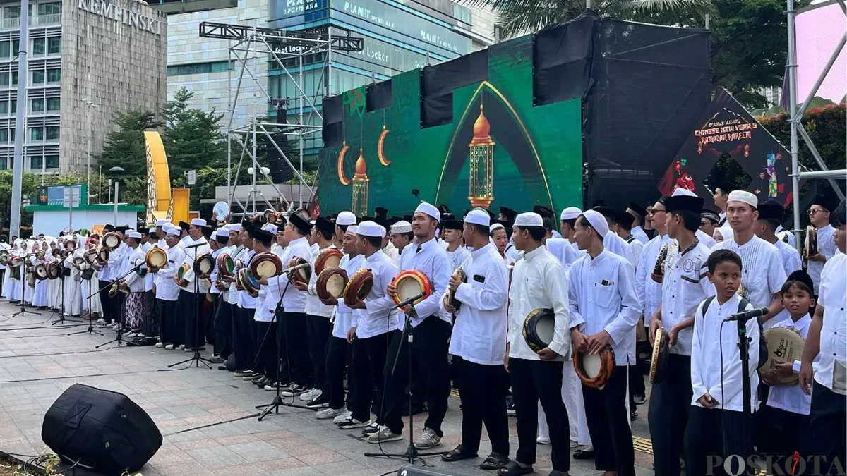 Jakarta Festival Ramadhan saat acara Rebana Ramadhan Colosal di kawasan Bundaran HI, Jakarta Pusat. (Sumber: Poskota/M. Tegar Jihad)