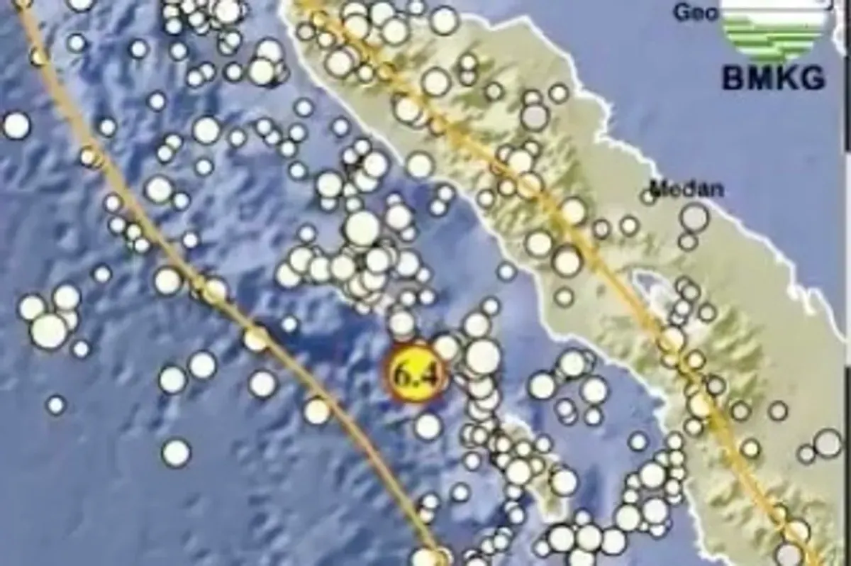 Gempa 6,4 M mengguncang wilayah Sinabang Aceh. (Sumber: X/@BMKG)