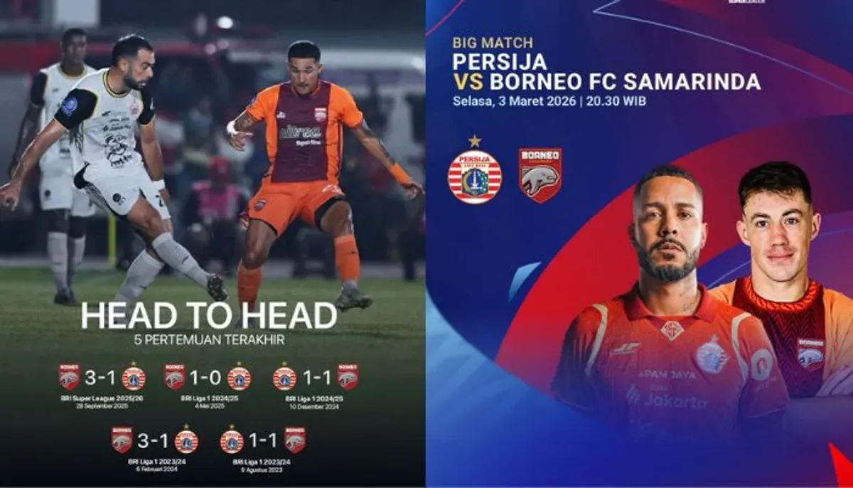 Laga Persija vs Borneo FC pekan ke-24 Super League 2025/2026 digelar malam ini 3 Maret. (Sumber: Instagram/@vidiosports)