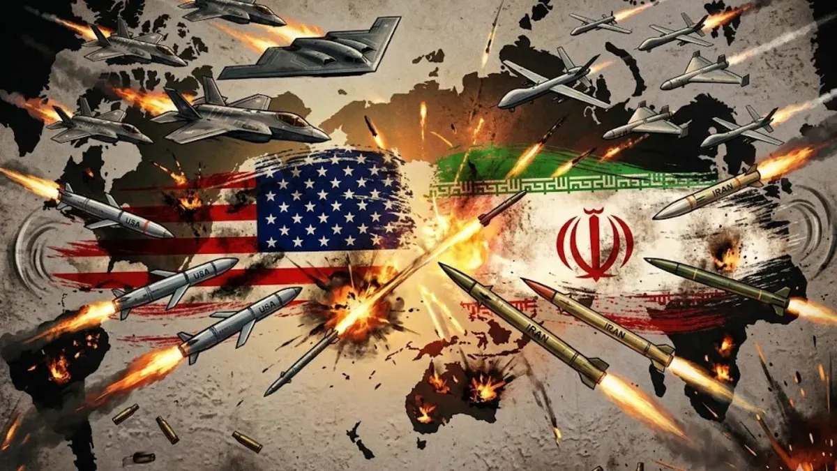 Iran balas dendam, AS kehilangan aset militer Rp31 triliun hanya dalam 4 hari. (Sumber: Generated AI)
