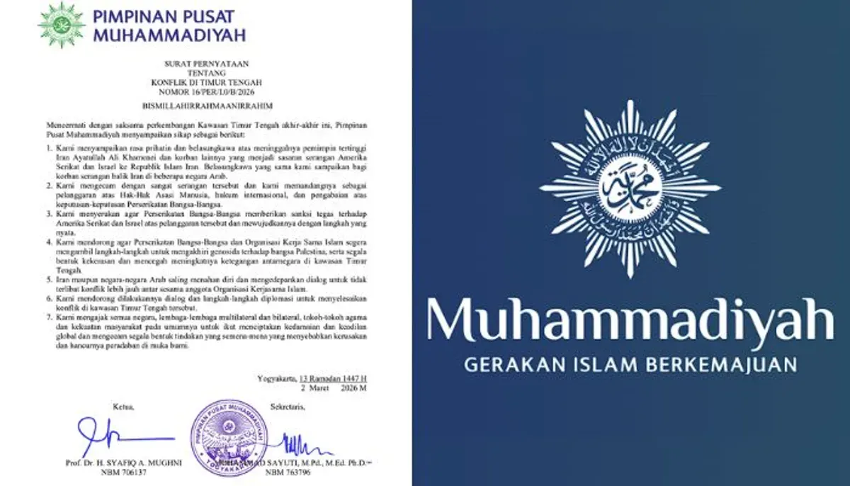 Pernyataan resmi PP Muhammadiyah atas konflik Timur Tengah dengan tegas menyerukan diplomasi, penghentian kekerasan, serta langkah nyata komunitas internasional. (Sumber: muhammadiyah.or.id)