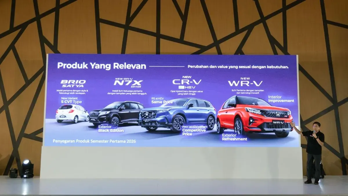 Honda Prospect Motor menyiapkan dua model hybrid dan satu mobil listrik murni untuk pasar Indonesia pada 2026. (Sumber: HPM)