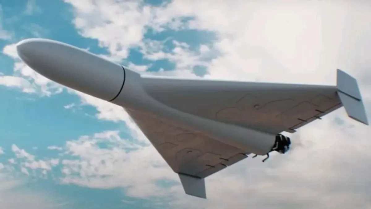 Drone kamikaze Shahed-136 yang digunakan Iran dalam sejumlah konflik, dikenal berkat biaya murah dan jangkauan serangan yang mencapai ribuan kilometer.” (Sumber: Pinterest)