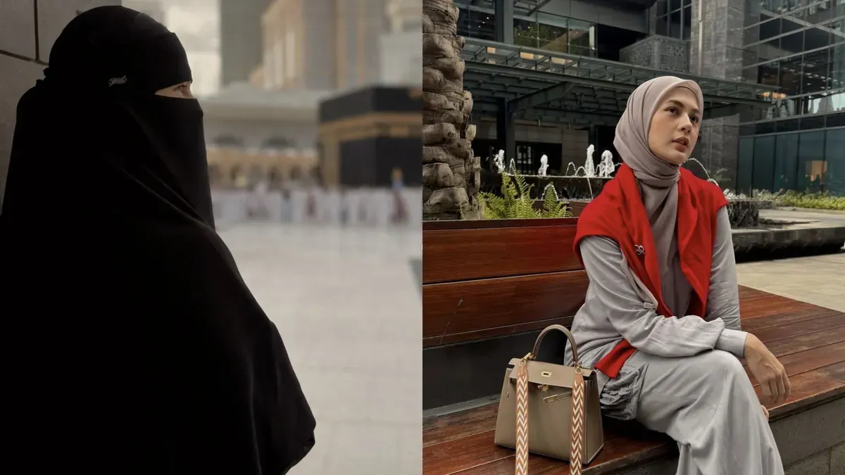 Paula Verhoeven tampil mengenakan busana muslimah bercadar saat menjalankan ibadah umrah di Mekkah dan membagikan refleksi spiritual menyentuh di depan Ka'bah. (Sumber: Instagram/@paula_verhoeven)