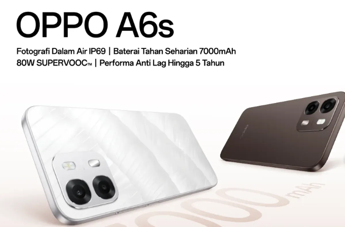 OPPO A6s hadir di Indonesia dengan desain elegan terinspirasi kerang mutiara, kamera 50MP, serta baterai besar 7000mAh yang mendukung aktivitas pengguna sepanjang hari. (Sumber: Dok/Blibli store)