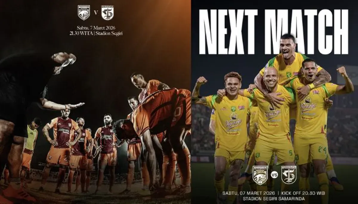 Pertandingan Borneo FC vs Persebaya Surabaya digelar Sabtu 7 Maret 2026 pukul 20.30 WIB. (Sumber: Instagram/@officialpersebaya, @borneofc.id)