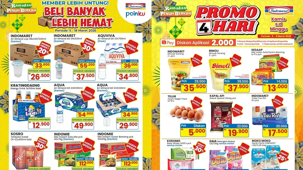 Kumpulan promo Indomaret hari ini, Minggu, 8 Maret 2026. (Sumber: Instagram/@indoma)