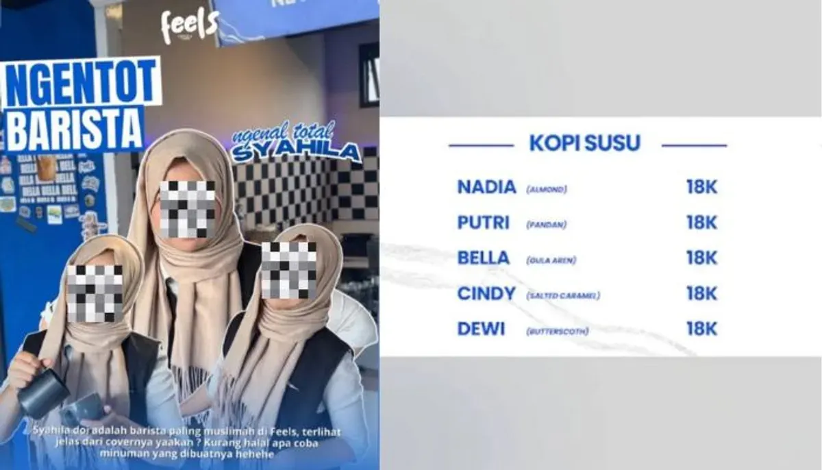 Kedai kopi Feels Coffee meminta maaf setelah promosi barista dengan singkatan yang dianggap tidak pantas viral di media sosial. (Sumber: X/@hanifproduktif)