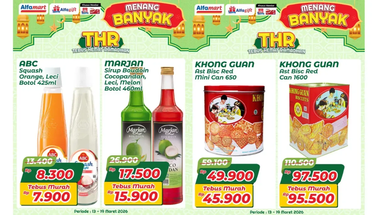 Promo Alfamart tebus murah hari ini, Senin, 16 maret 2026. (Sumber: Instagram/@alfamart)