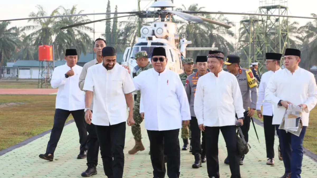 Presiden Prabowo Subianto mengunjungi Aceh Tamiang, Aceh saat Idulfitri. (Sumber: Istimewa)