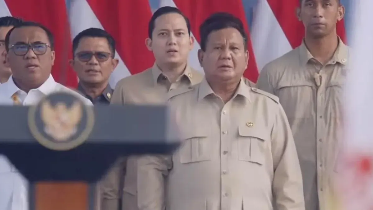 Presiden RI Prabowo Subianto saat pidato dalam peringatan Hari Buruh atau May Day di Monas, Jakarta Pusat, Jumat, 1 Mei 2026. (Sumber: Istimewa)