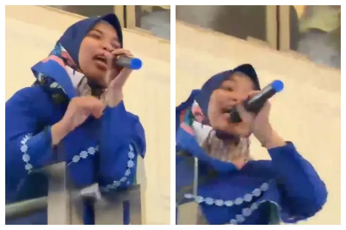 Tangkapan layar sosok Rahyu Afsari yang tengah menjadi perhatian setelah aksinya membuat kericuhan saat Afgan tampil di Mal Grand (Sumber: X/@________dyah)