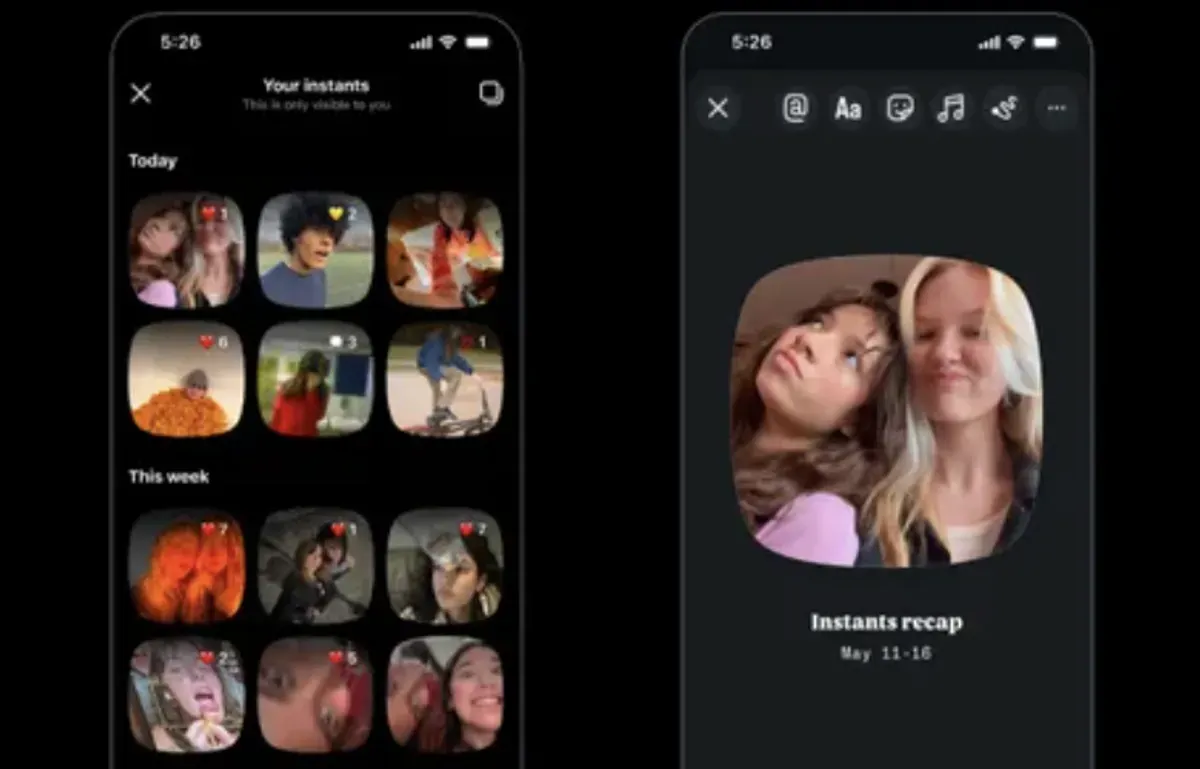 Ilustrasi tampilan fitur Instants di Instagram yang memungkinkan pengguna berbagi foto spontan secara privat dan sementara melalui DM. (Sumber: Instagram)