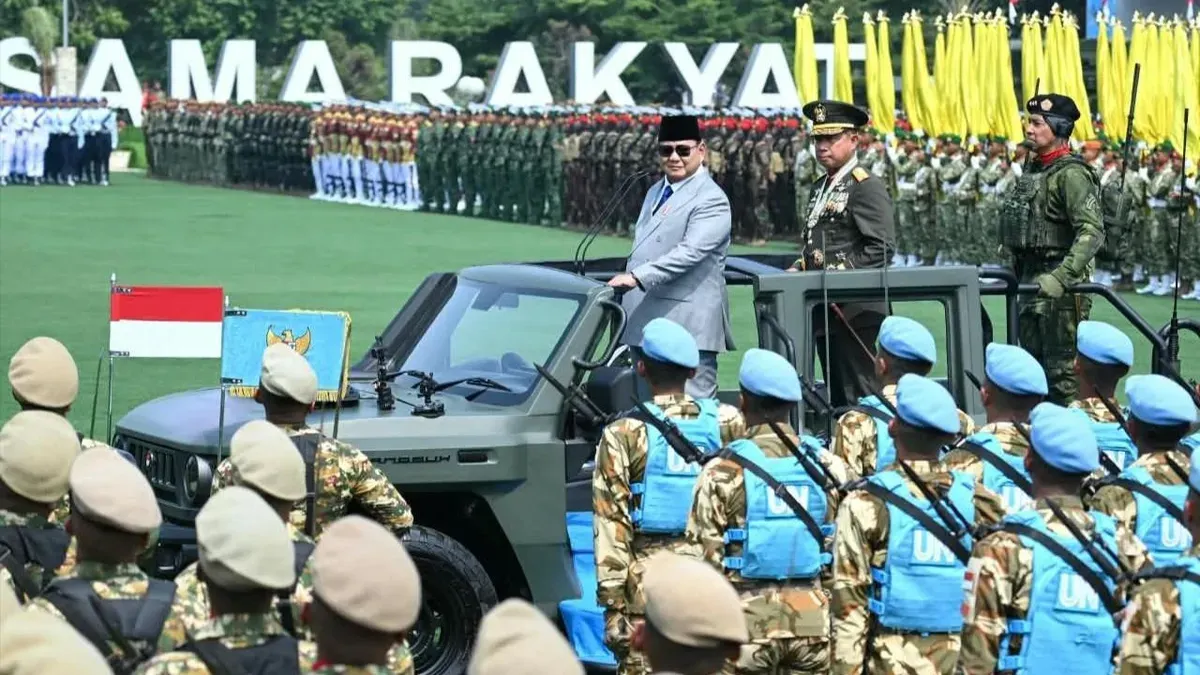Presiden Prabowo Subianto menghadiri peringatan HUT ke-81 TNI di Mabes TNI, Cilangkap, Jakarta Timur, Senin, 5 Oktober 2026. (Sumber: Dok. Setneg)