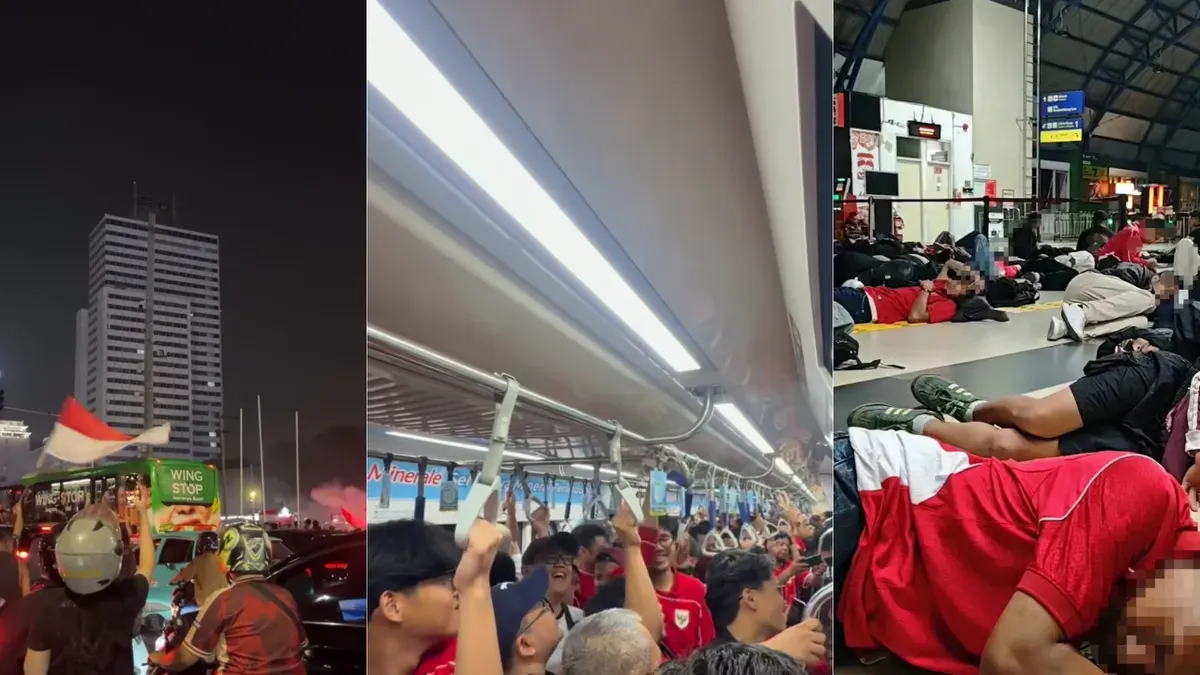 Suporter Timnas merayakan kemenangan dengan berbagai cara pada Senin malam, 5 Oktober 2026. (Sumber: Dok. Threads/@292523xx, @ilhamzhafrannn, & @alfiandwirama)