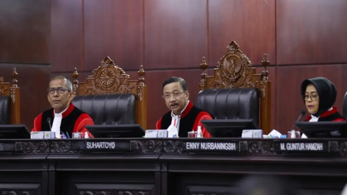 Ketua MK Suhartoyo memimpin sidang pengucapan Putusan sengketa Perselisihan Hasil Pemilihan Umum Presiden dan Wakil Presiden, Selasa, 6 September 2026 di Ruang Sidang MK. (Sumber: Mahkamah Konstitusi)