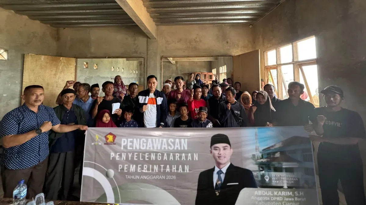 Anggota DPRD Jabar, Abdul Karim menggelar kegiatan Pengawasan Penyelenggaraan Pemerintahan di Desa Pasir Baru, Kecamatan Pagelaran, Kabupaten Cianjur, Senin, 14 September 2026. (Sumber: Dok. Istimewa)