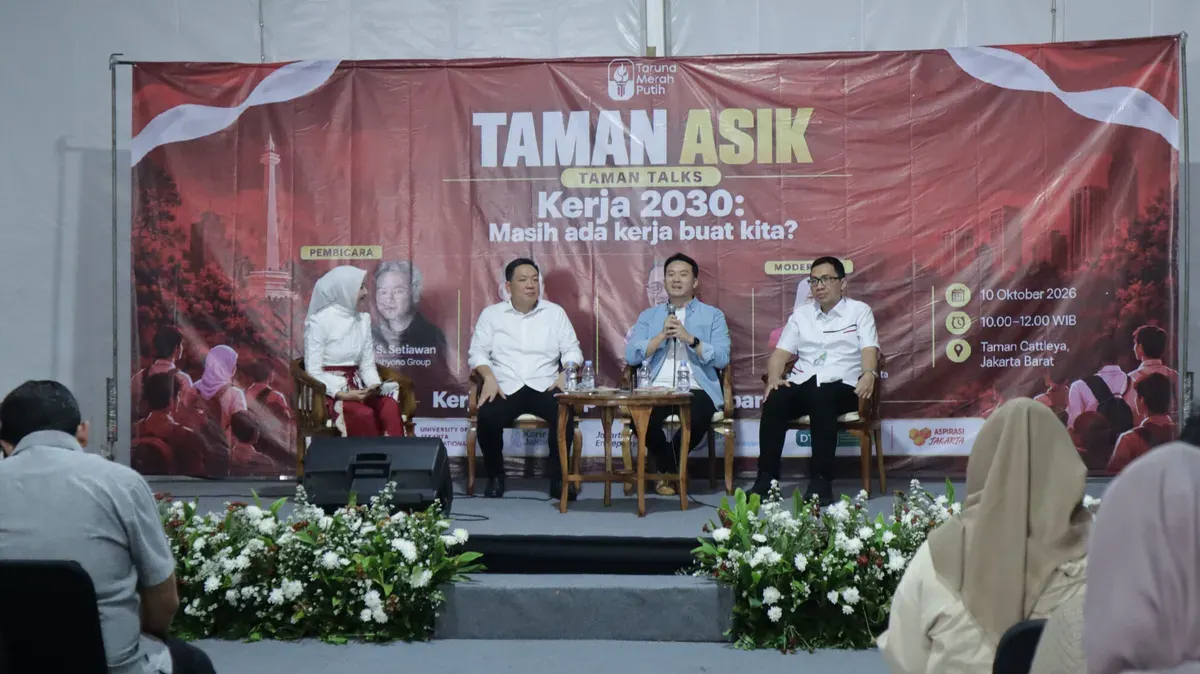 Forum diskusi Taman Talks bertema "Kerja 2030: Masih Ada Kerja Buat Kita?" di Jakarta, Sabtu, 10 Oktober 2026. (Sumber: Dok. Pemprov Jakarta)