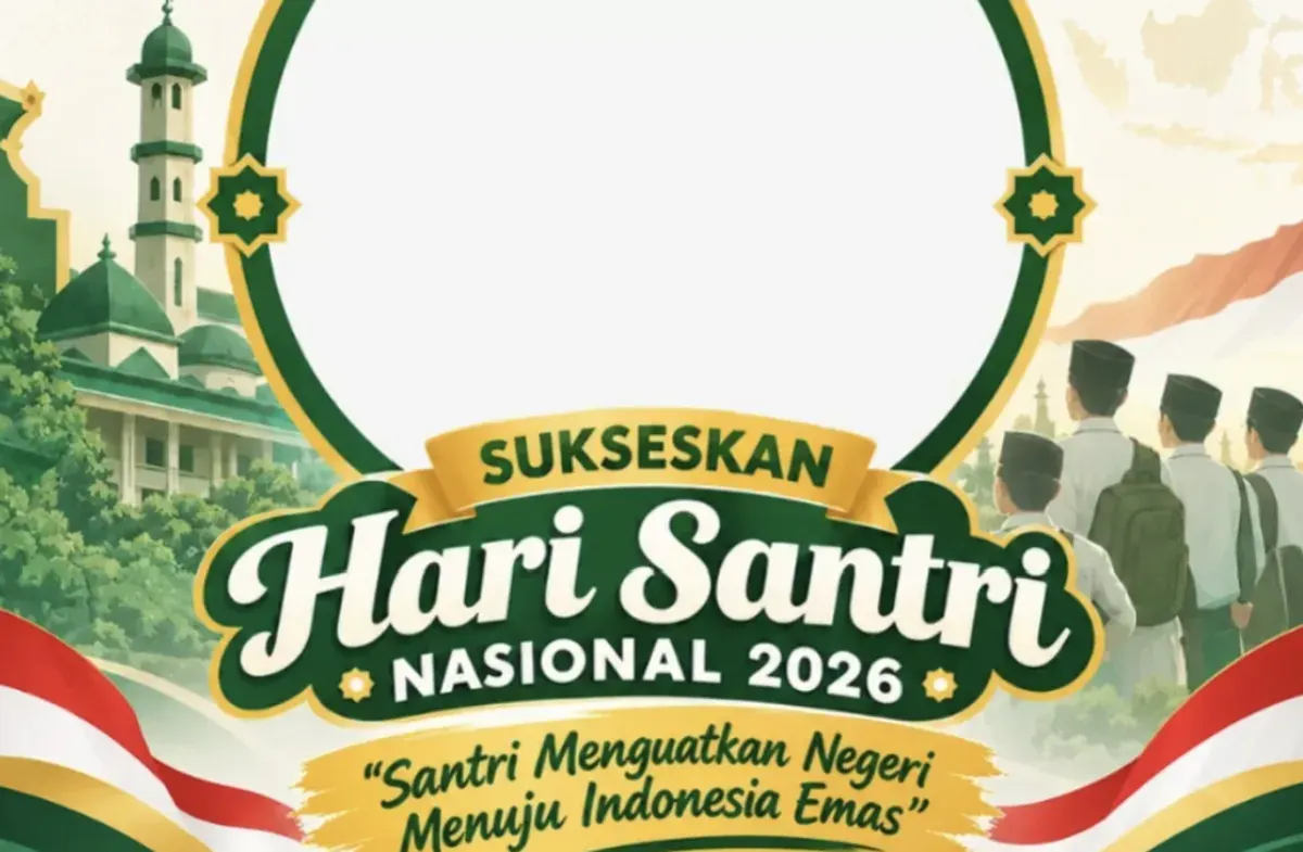 Twibbon Hari Santri 2026 dapat digunakan untuk memeriahkan peringatan 22 Oktober sekaligus menyebarkan semangat santri melalui media sosial. (Sumber: Twibonize)
