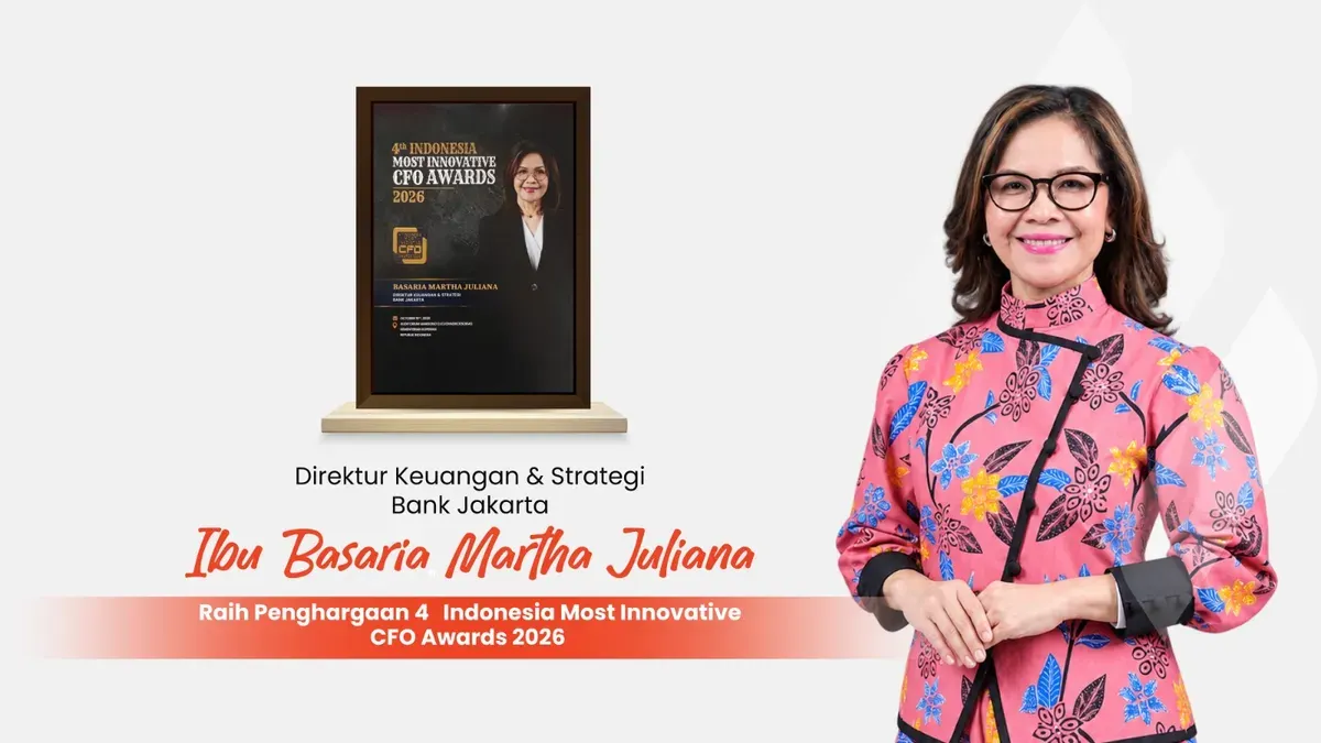 Direktur Keuangan dan Strategi Bank Jakarta, Basaria Martha Juliana meraih penghargaan 4th Indonesia Most Innovative CFO Awards 2026 dari The Iconomics Media. (Sumber: Dok. Istimewa)