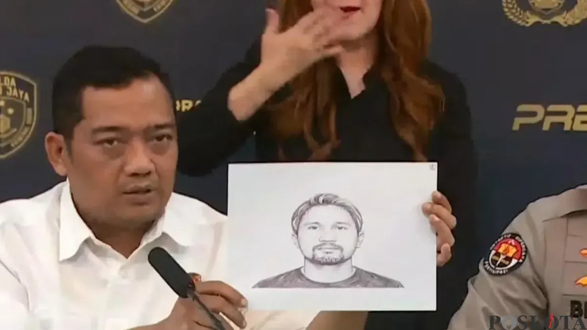 Polda Metro Jaya mengantongi dua sketsa wajah terduga pelaku pengeroyokan yang menewaskan Bambang Setiyawan, 59 tahun, warga Pejompongan, Jakarta Pusat, dalam kerusuhan usai demonstrasi pada 27 Agustus 2026. (Sumber: Pos Kota/ Ali Mansur)