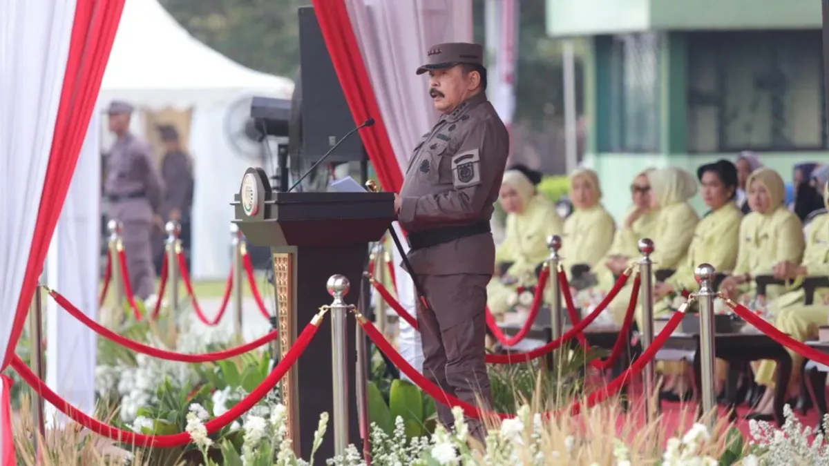 Jaksa Agung Sanitiar Burhanuddin saat menjadi inspektur upacara peringatan Hari Lahir ke-81 Kejaksaan Republik Indonesia di Balai Diklat Kejaksaan Ragunan, Jakarta Selatan, Rabu, 2 September 2026. (Sumber: Kejagung)